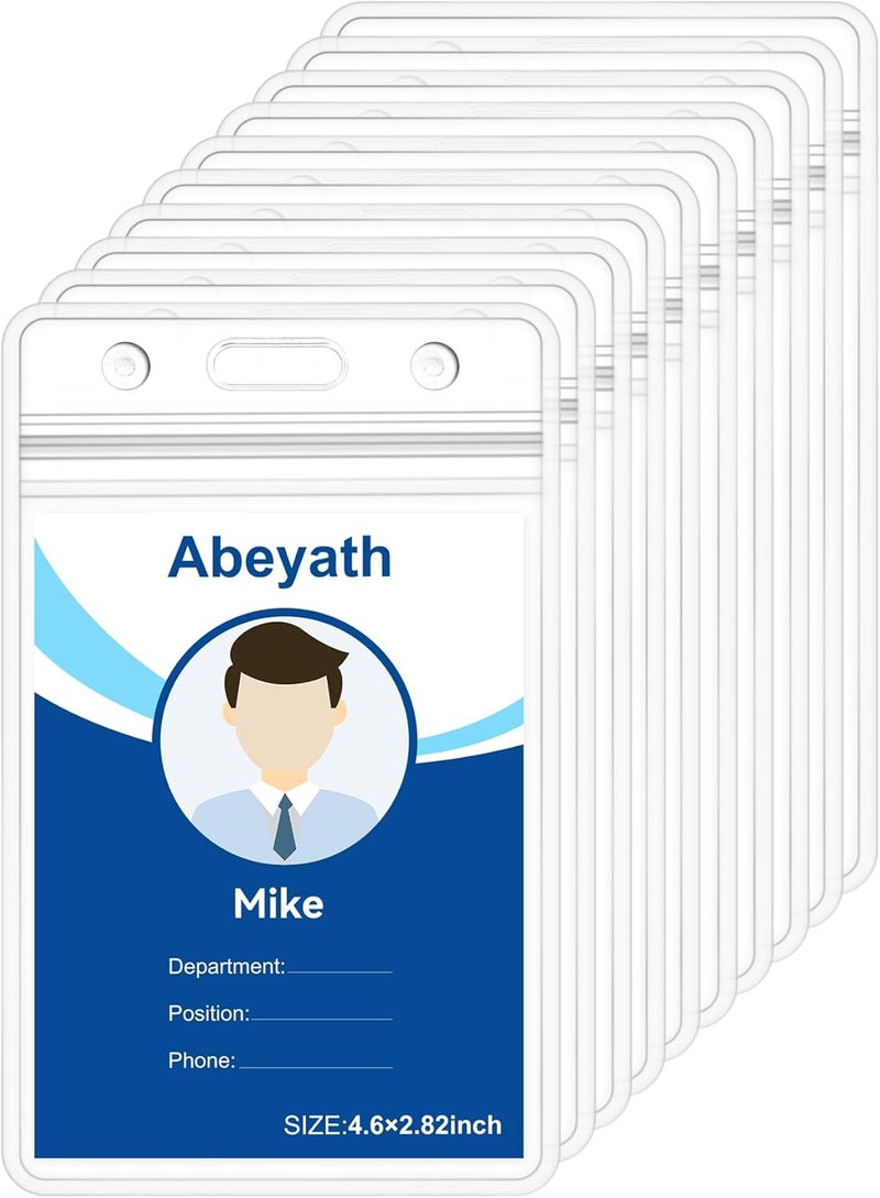 Abeyath 50Pack Extra Thick ID Card Name Badge Holder Heavy Duty Waterproof Clear Plastic PVC Vertical Sleeve Pocket Resealable 4.6x3.82inch - Image 1